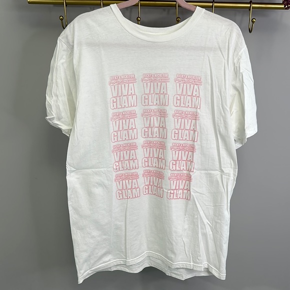Viva Glam White and Pink Graphic T-Shirt - Picture 1 of 4